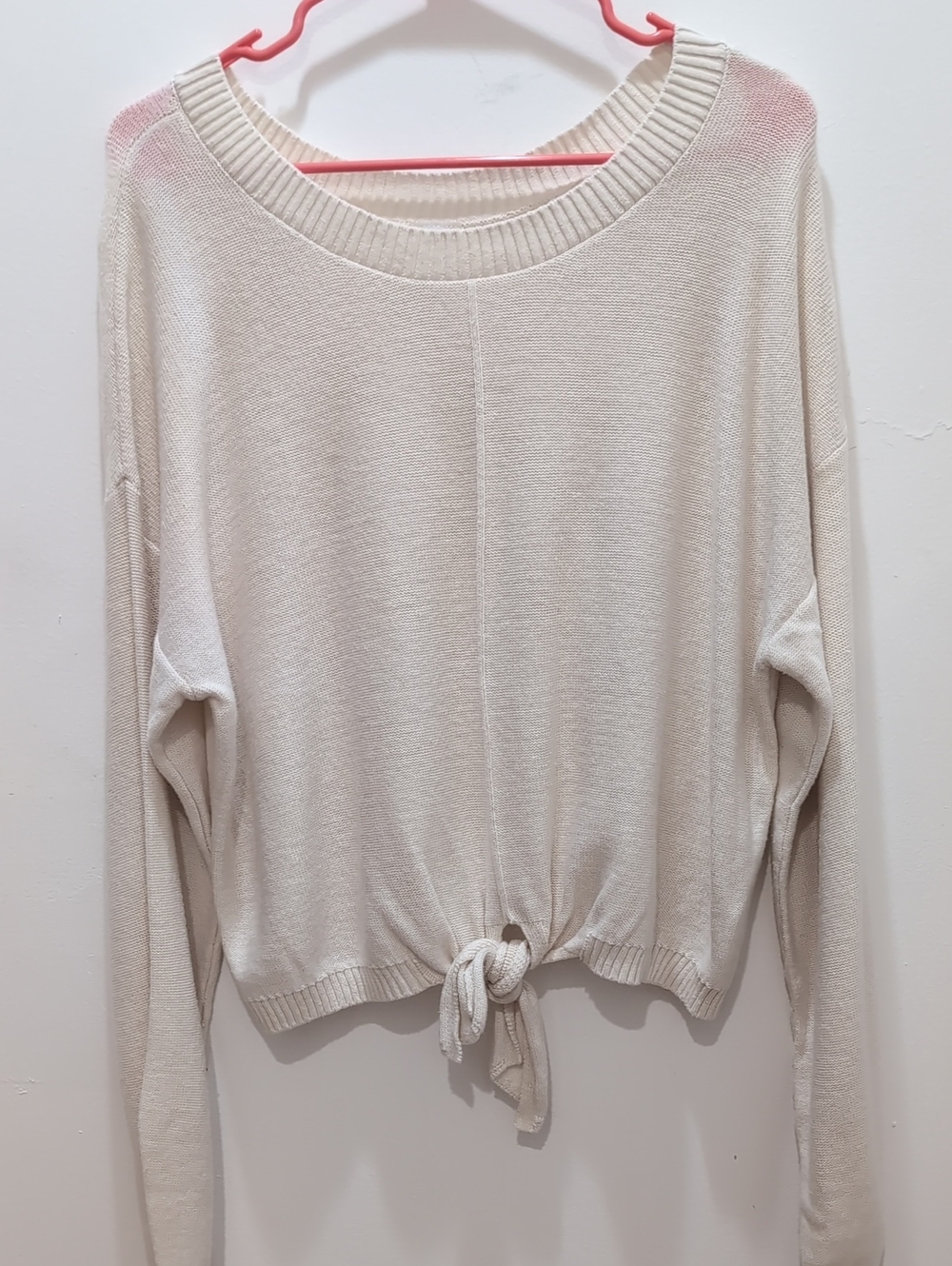 Hollister Cream Tie-Front Lightweight Sweater L